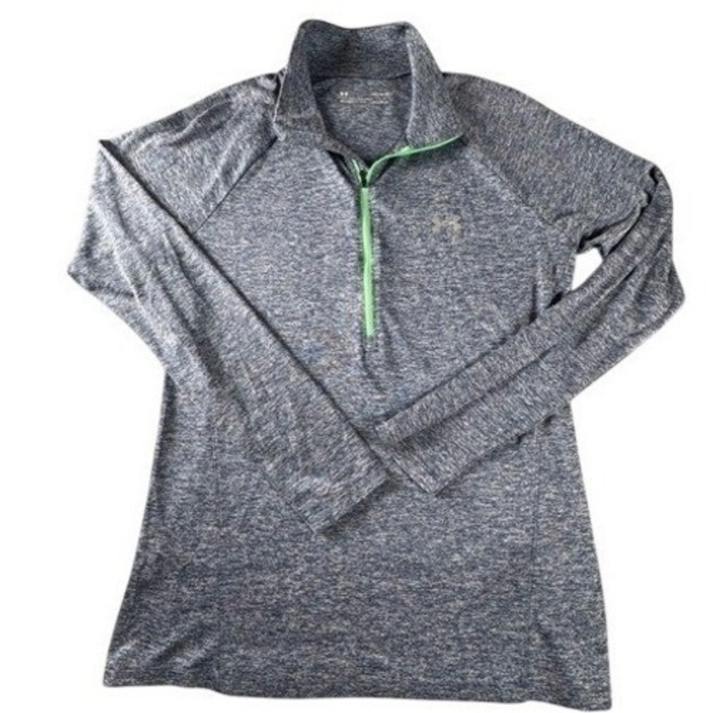Under Armour Pullover Womens Large HeatGear 1/4 Zip Space Dye Navy Blue Grey